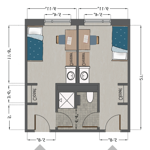 Grand Hall Single Semi Suite Floor Plan