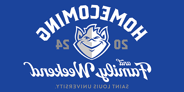 Saint Louis University 2024 Homecoming and Family Weekend logo with Billiken head